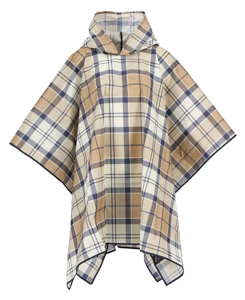 Poncho impermeabile in tartan Portree beige