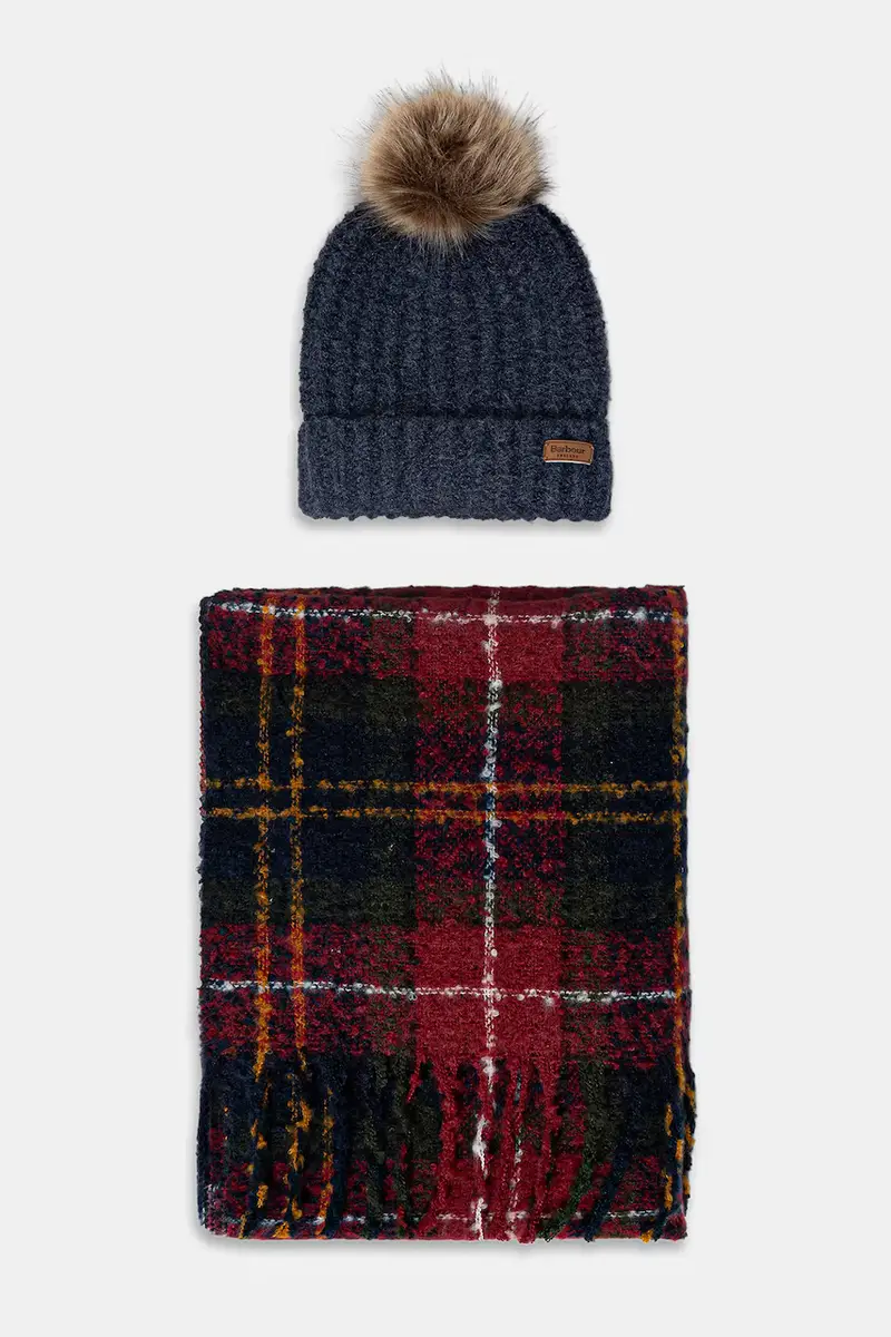 sciarpa e capello colore beige LGS0077 Blu navy