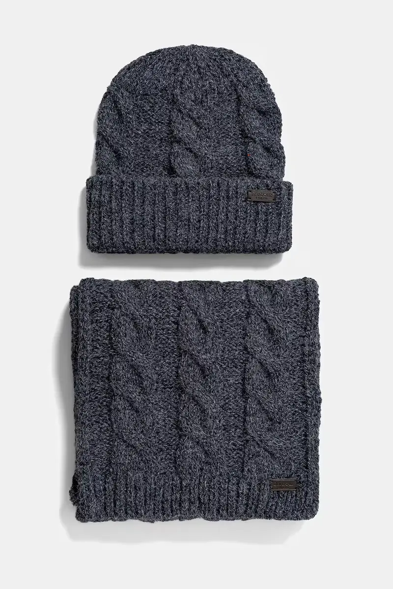 sciarpa e capello colore blu navy MGS0096