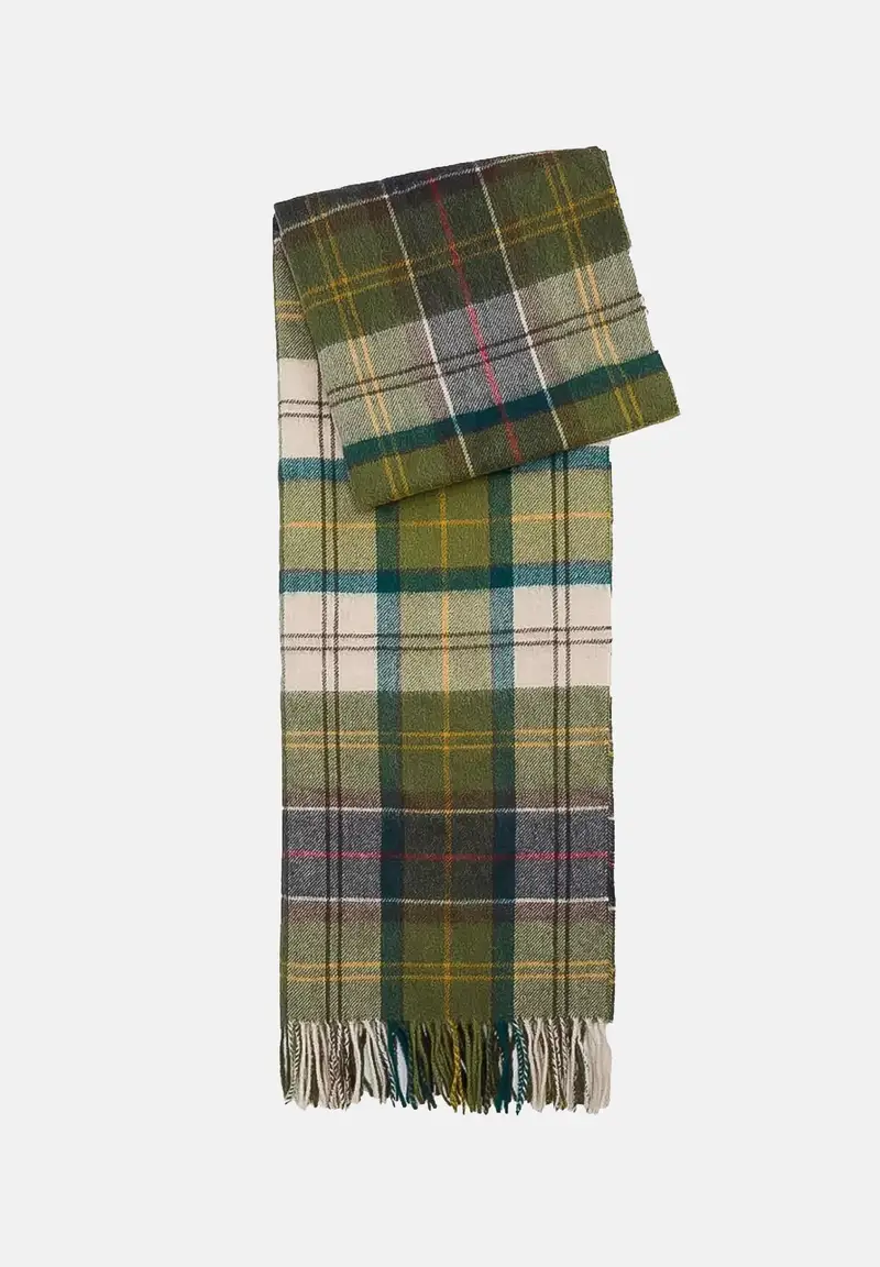 Sciarpa verde per uomo e donna con motivo tartan in lana d'agnello Serena