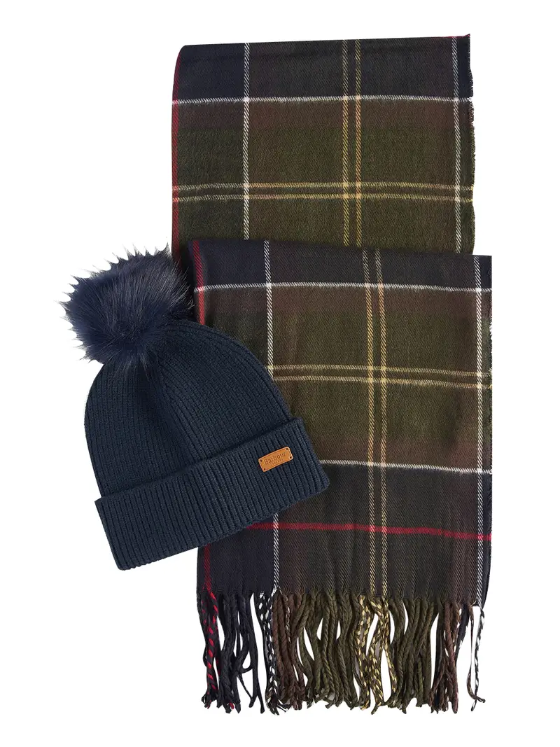 set barbour dover beanie e hailes da donna - verde