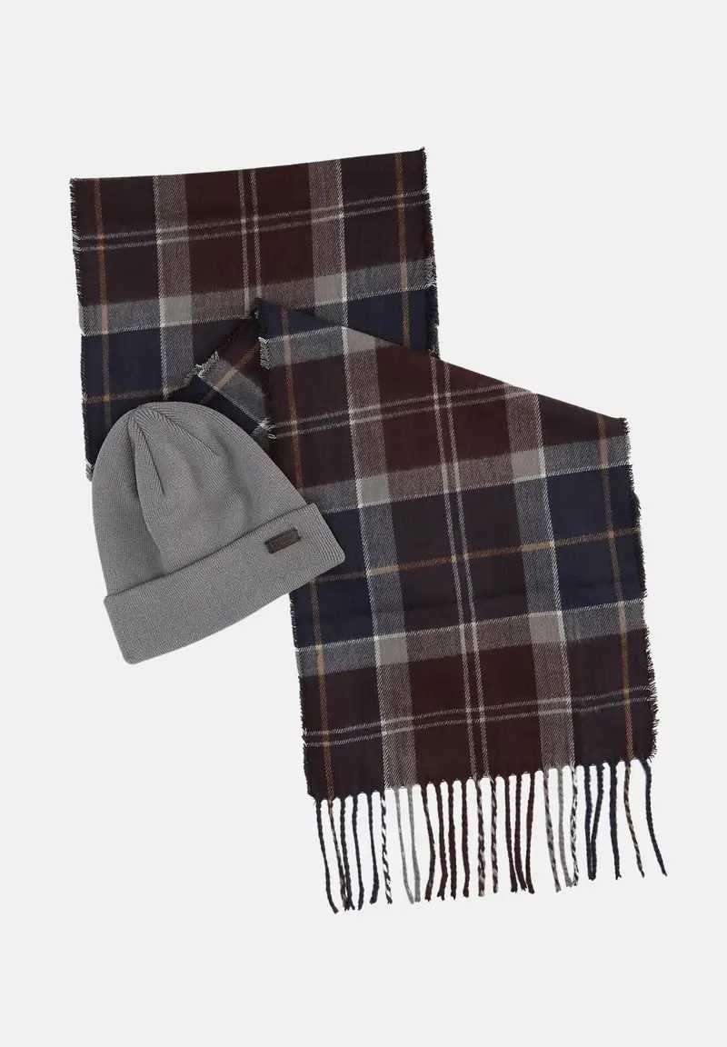 Set regalo con berretto Swinton e sciarpa Galingale grigio per uomo e donna