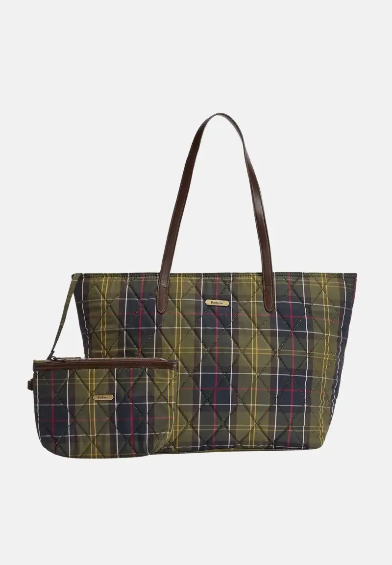 Shopper Wetherham tartan nei toni del verde e blu da donna