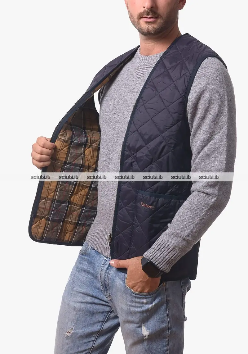Smanicato Barbour uomo blu scuro trapuntato