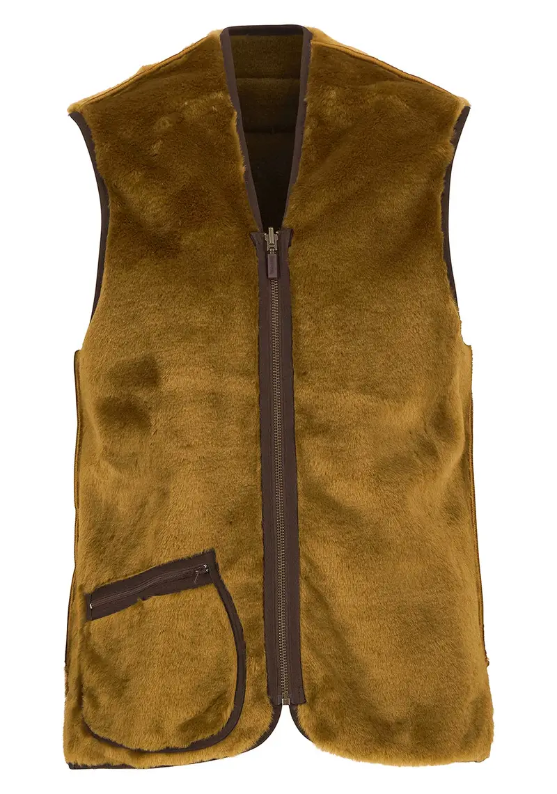 Smanicato Barbour uomo marrone fodera in pile caldo con cerniera