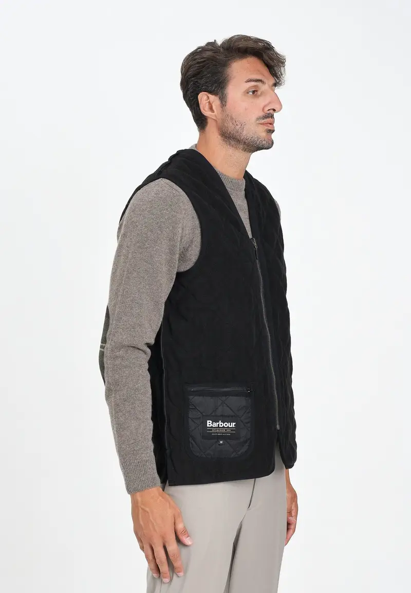 BARBOUR Smanicato Polarquilt nero da uomo da abbinare alla giacca Ashby miniatura 3