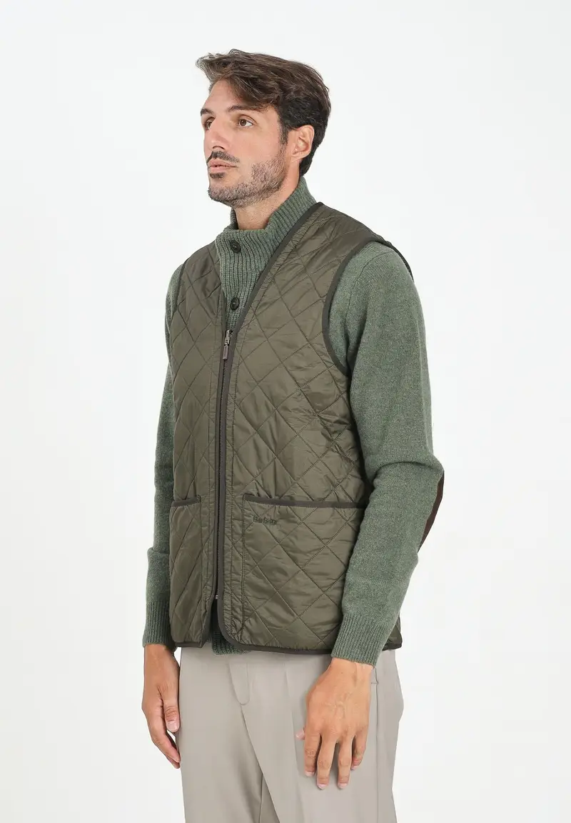 BARBOUR Smanicato Polarquilt verde da uomo da abbinare alla giacca Ashby