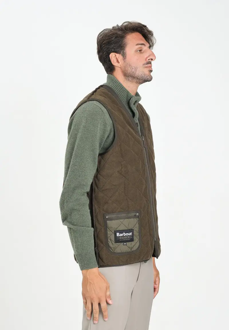 BARBOUR Smanicato Polarquilt verde da uomo da abbinare alla giacca Ashby miniatura 3