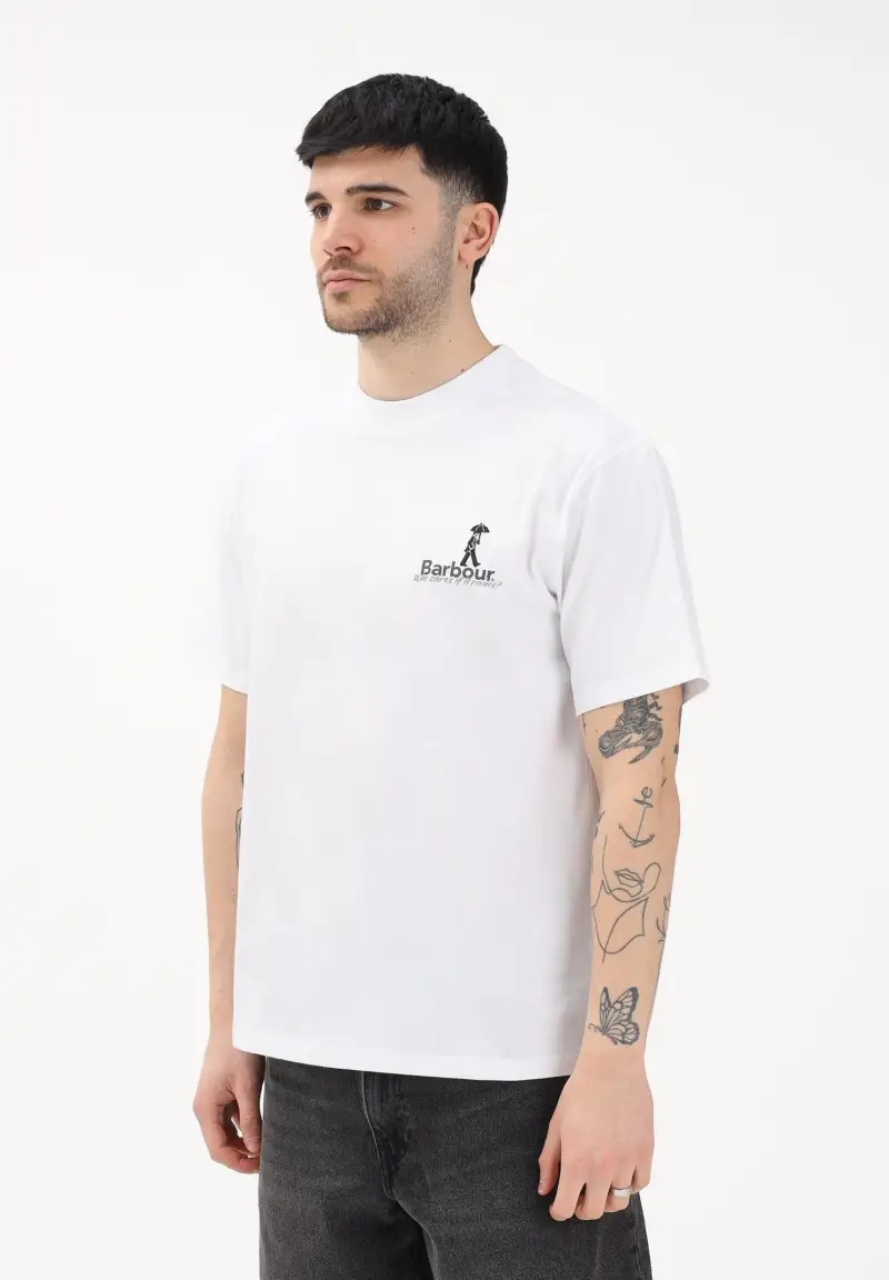 T-shirt a manica corta bianca da uomo con stampa