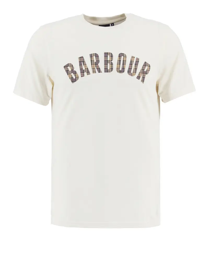 t-shirt barbour berwick tartan da uomo - bianco