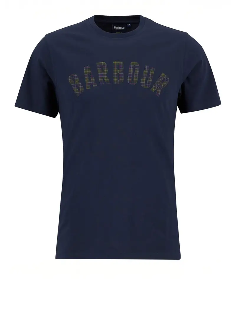 t-shirt barbour berwick tartan da uomo - blu
