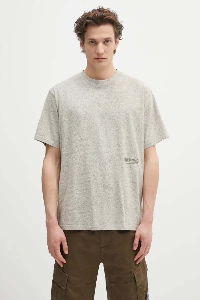 t-shirt Barbour Calton Linen Blend OS Fit T-Shirt colore beige con applicazione MTS1404