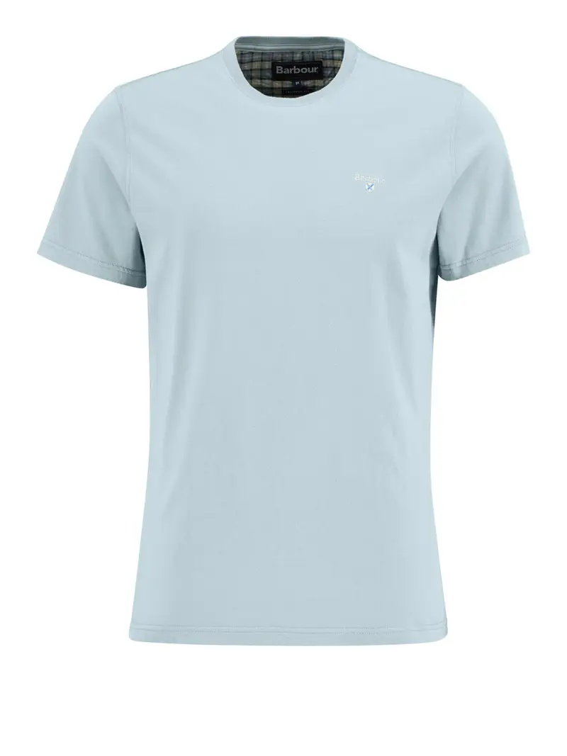 t-shirt barbour tartan sports da uomo - celeste