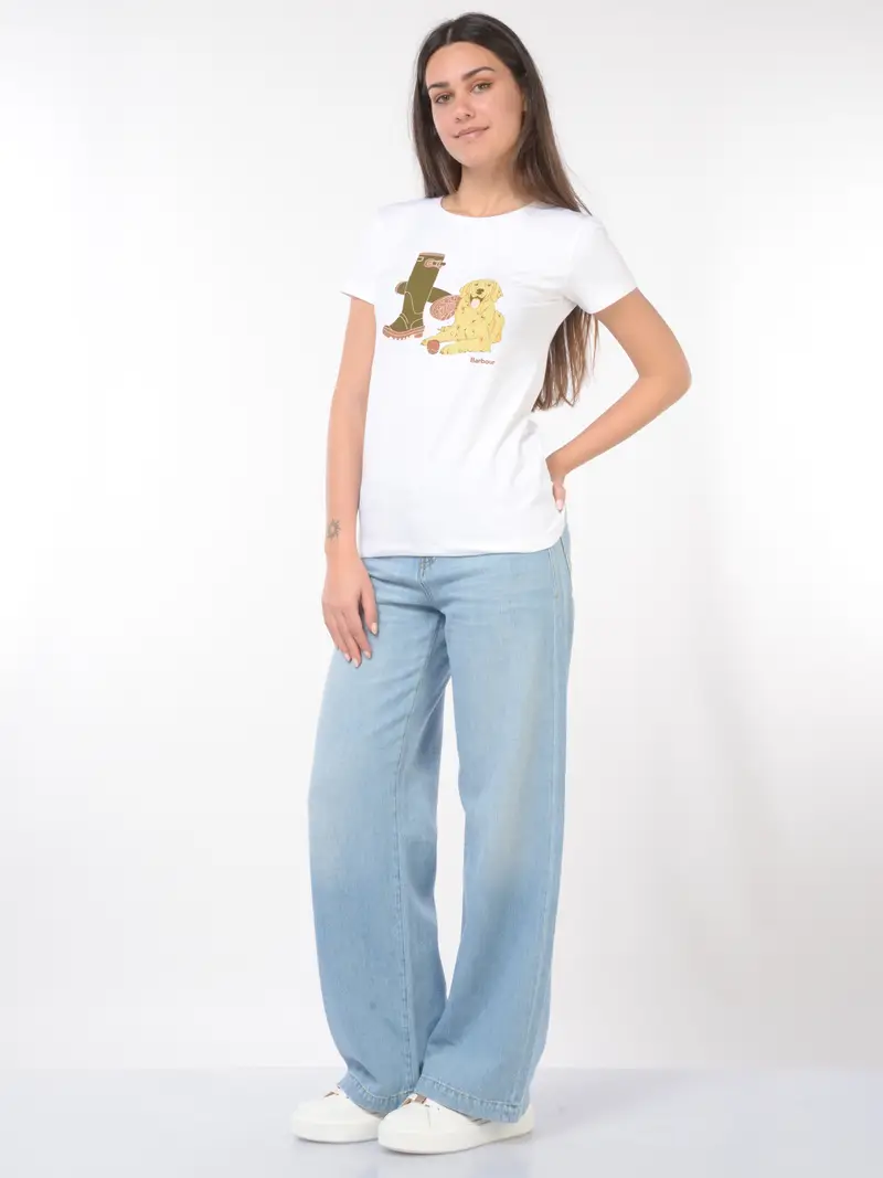 t Shirt da donna Barbour a girocollo con stampa Bianco miniatura 2