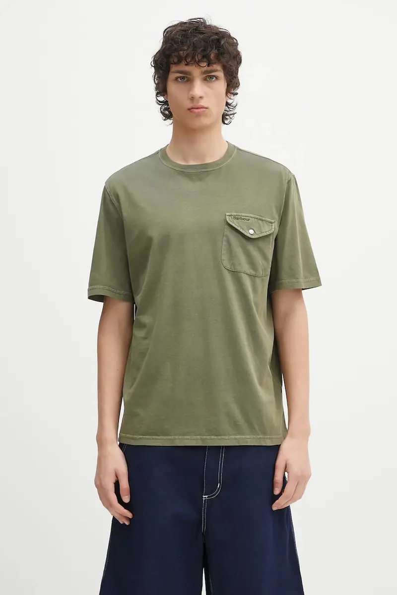 t-shirt in cotone Barbour Newstreet Relaxed Fit T-Shirt colore verde MTS1398