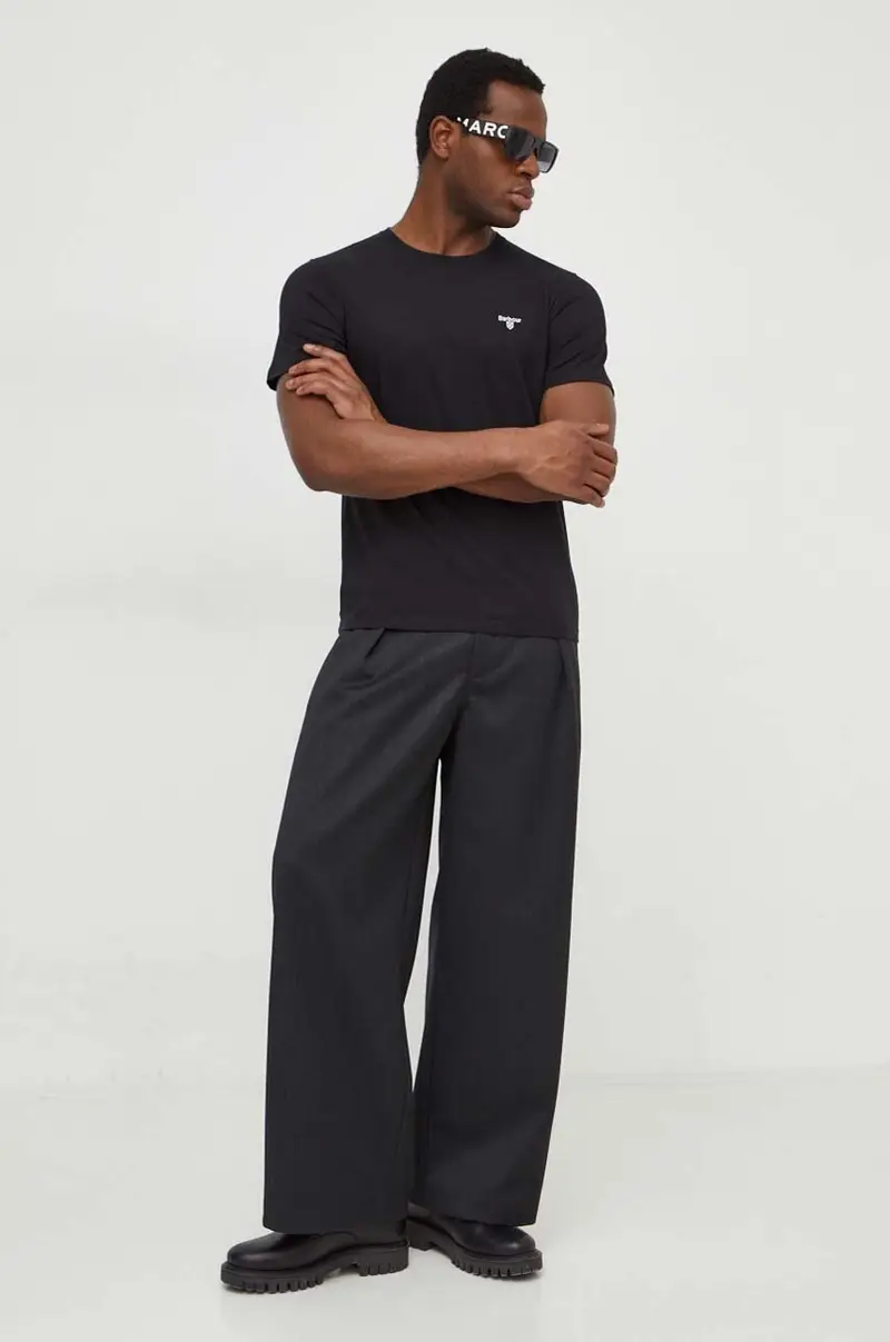 t-shirt in cotone colore nero miniatura 2