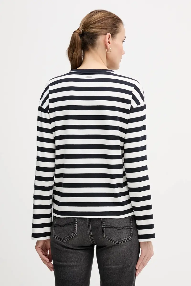 top a maniche lunghe in cotone colore blu navy LML0872 miniatura 3