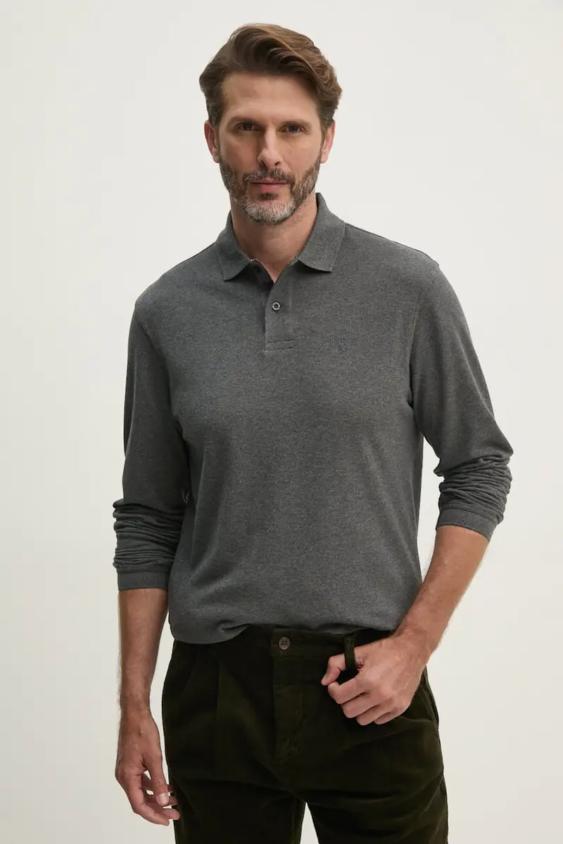 top a maniche lunghe in cotone colore grigio