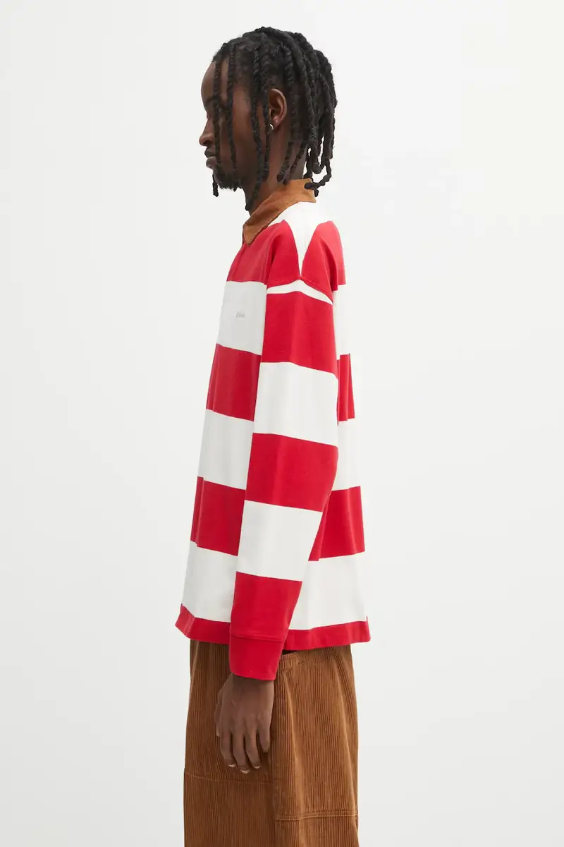 top a maniche lunghe in cotone Newclose OS Rugby Shirt colore rosso MML1513RE71 miniatura 2