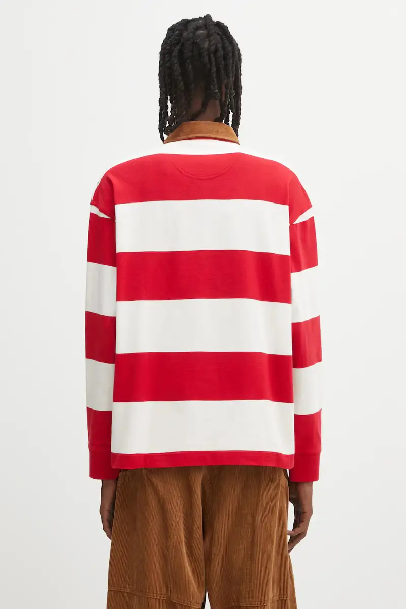 top a maniche lunghe in cotone Newclose OS Rugby Shirt colore rosso MML1513RE71 miniatura 3