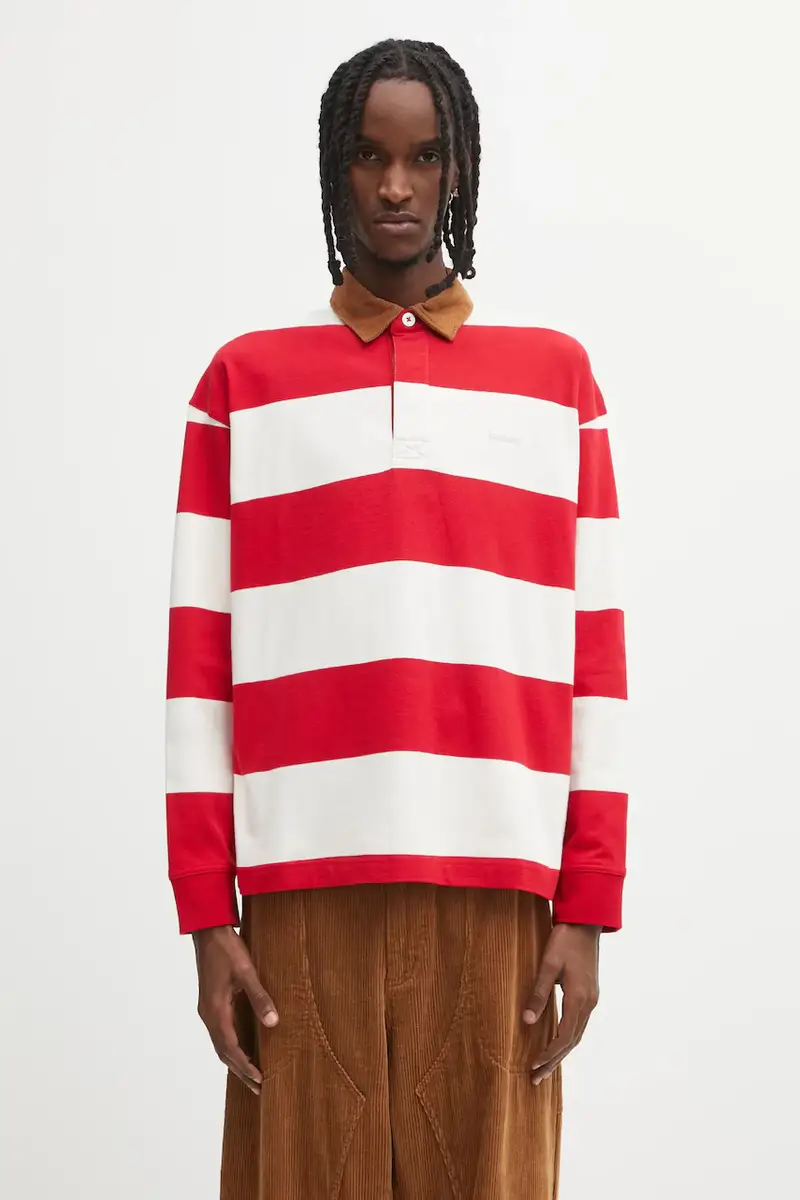 top a maniche lunghe in cotone Newclose OS Rugby Shirt colore rosso MML1513RE71