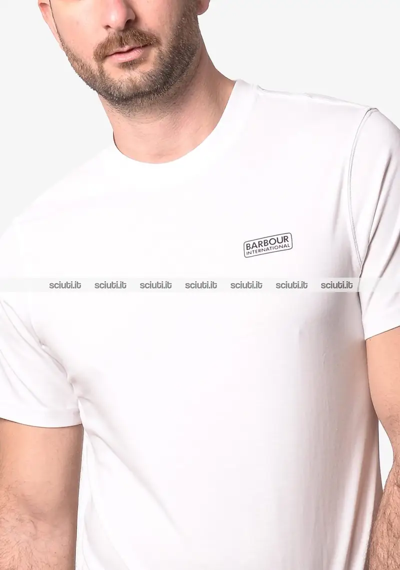 Tshirt Barbour uomo bianca girocollo logo