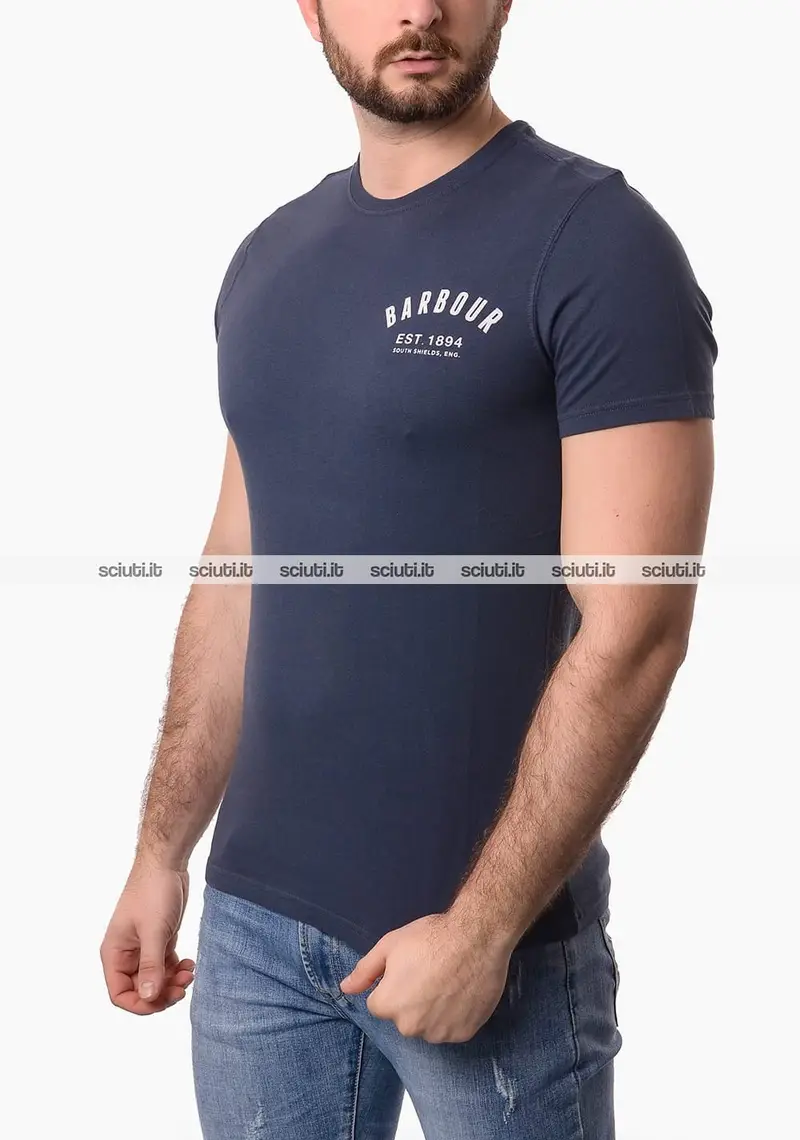 Tshirt Barbour uomo blu scuro preppy logo