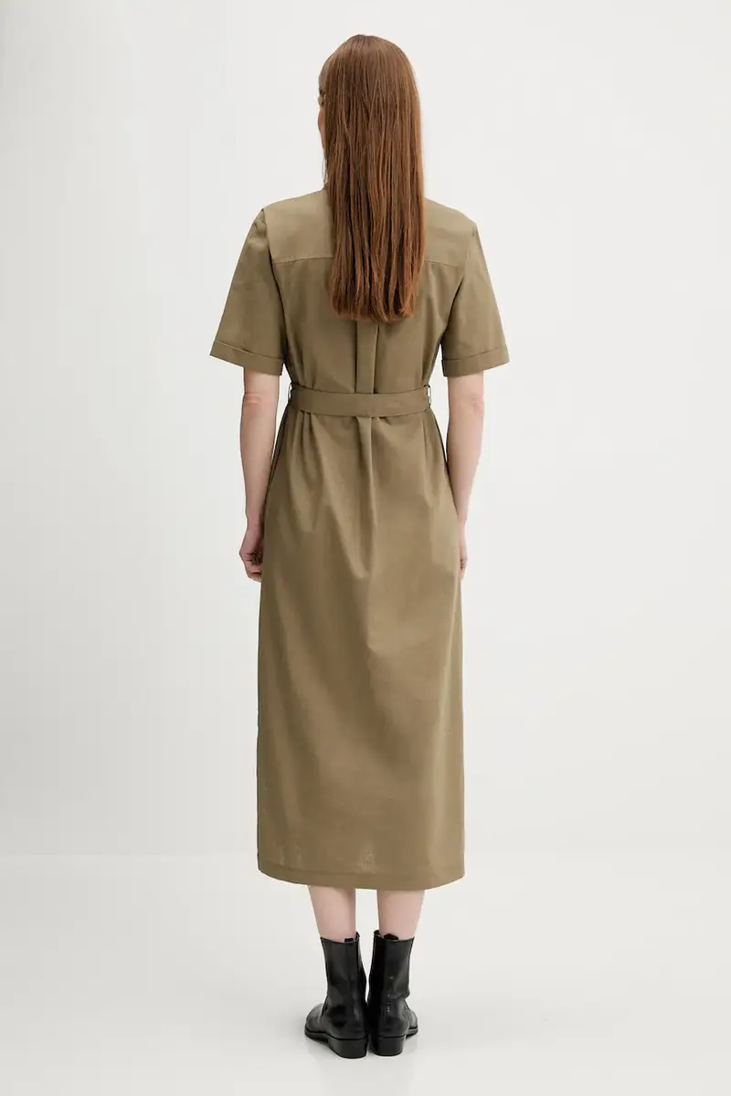 vestito con aggiunta di lino NICOLE colore verde LDR0894 miniatura 3