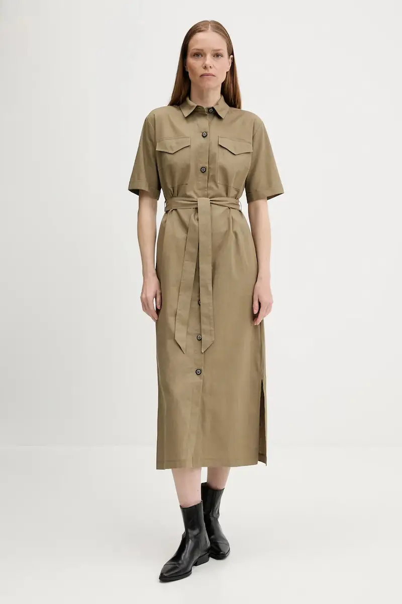 vestito con aggiunta di lino NICOLE colore verde LDR0894