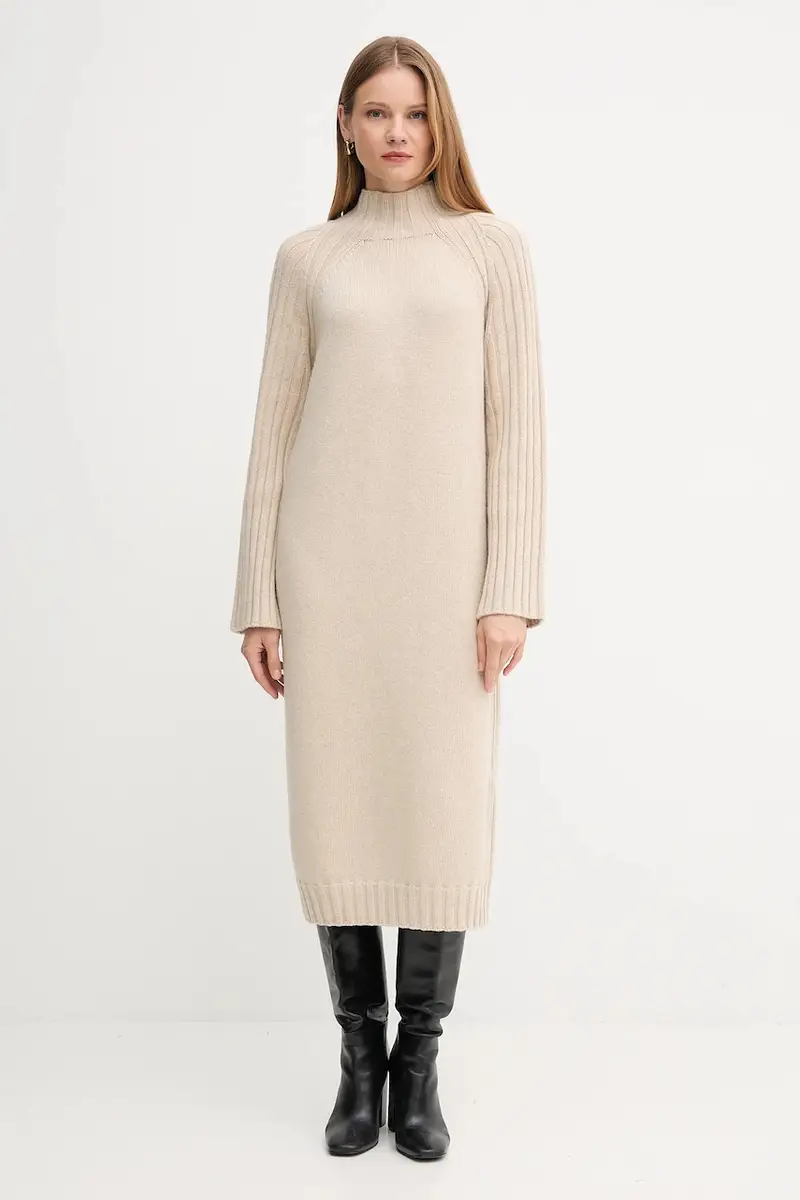 vestito in lana VERA colore beige LDR0940