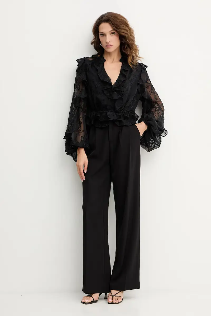 camicetta donna colore bianco con applicazione 59896TB2 Nero miniatura 2