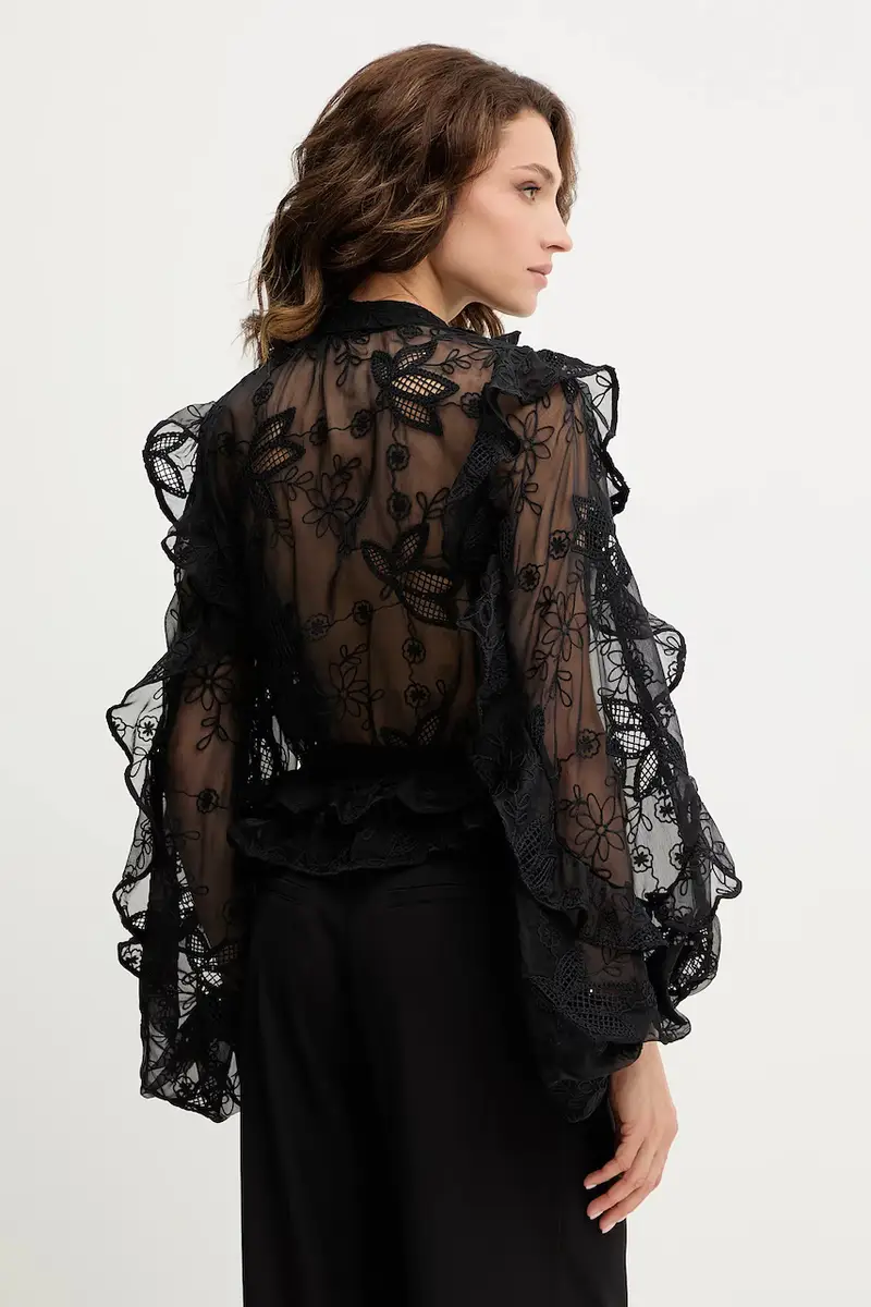 camicetta donna colore bianco con applicazione 59896TB2 Nero miniatura 3