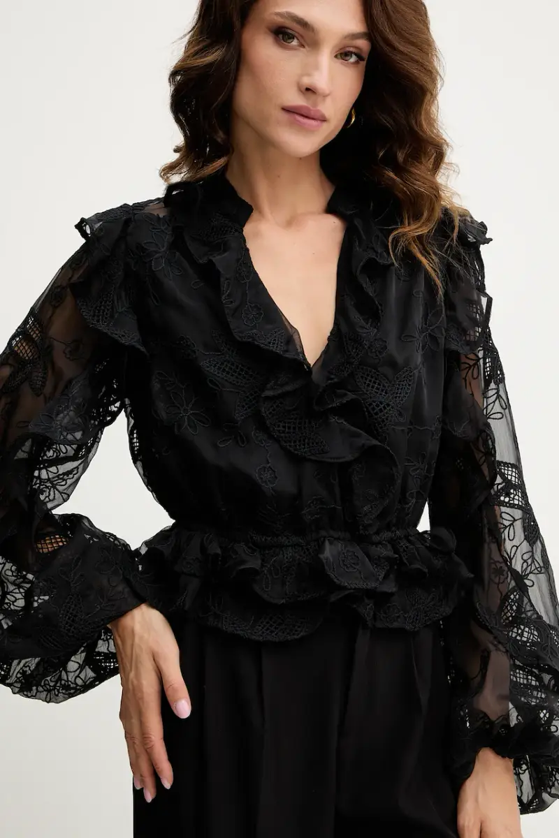 camicetta donna colore bianco con applicazione 59896TB2 Nero miniatura 4