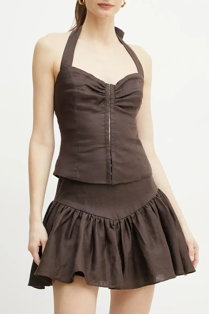 gonna di lino AMORETTE colore marrone 59864SB2