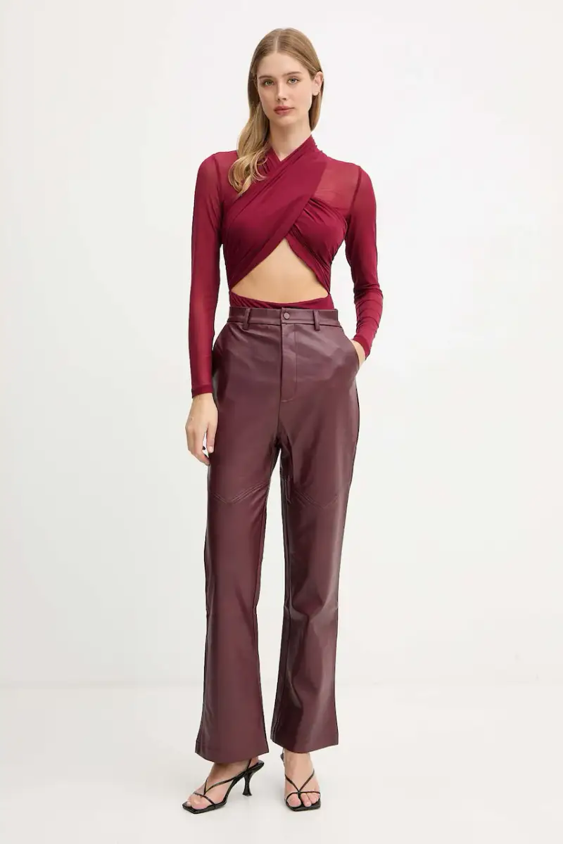 pantaloni donna colore granata 60077PB miniatura 2