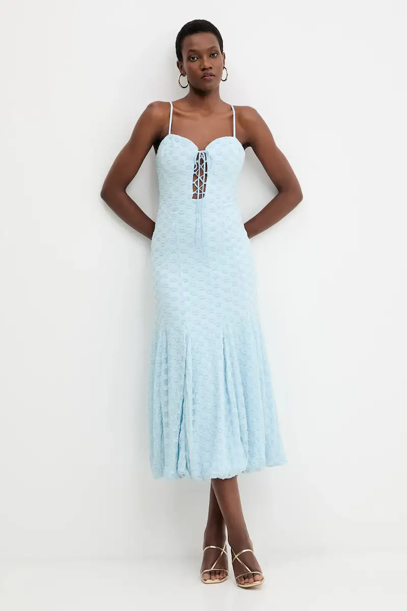 vestito colore beige 59928DB Blu miniatura 3