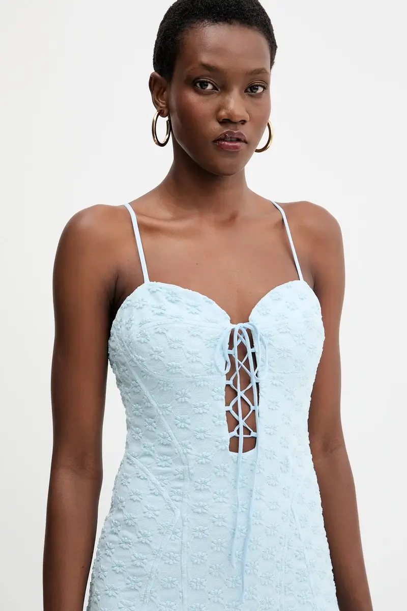 vestito colore beige 59928DB Blu miniatura 4