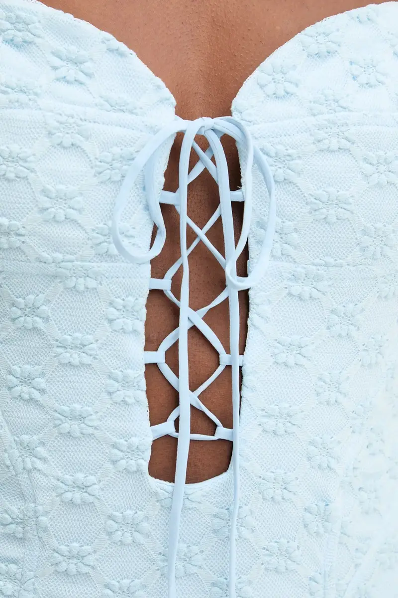 vestito colore beige 59928DB Blu miniatura 5