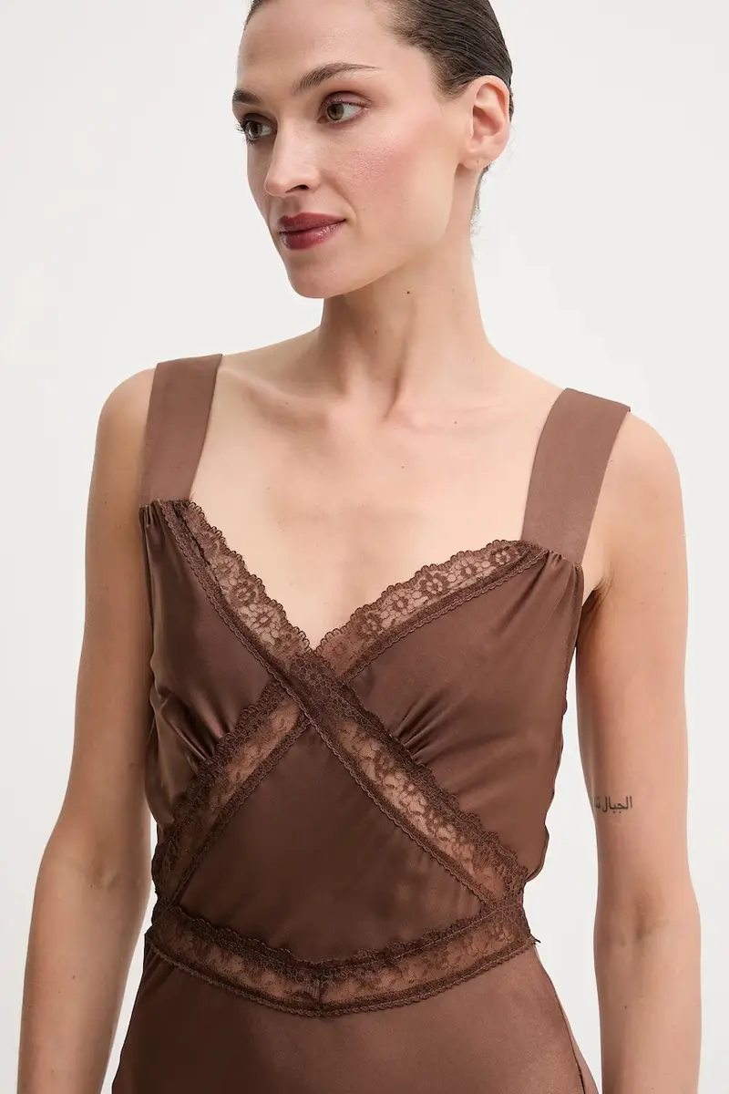 vestito colore giallo 58603DB Marrone miniatura 4