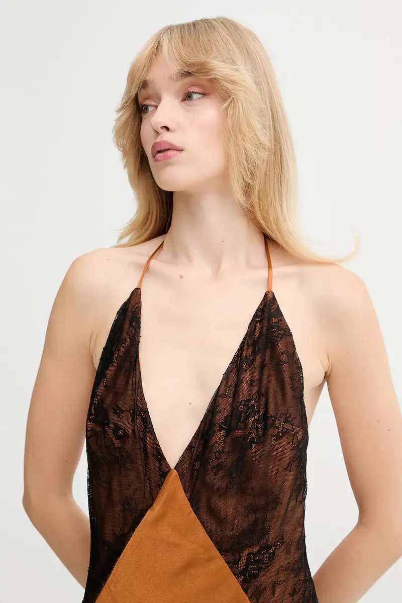 vestito colore marrone 59977DB miniatura 4