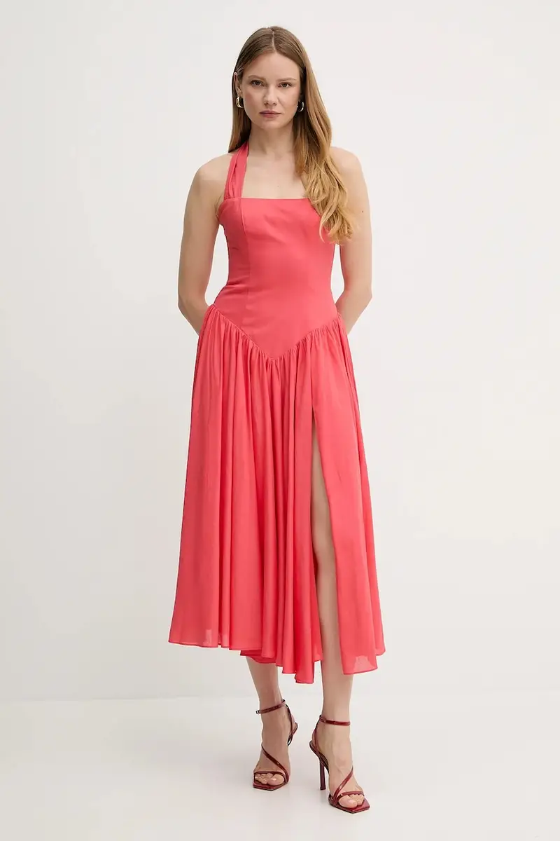 vestito con aggiunta di lino colore rosa 59803DB1