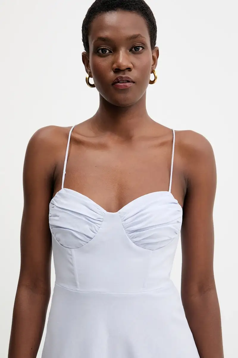 vestito di lino colore blu 59894DB1 miniatura 4