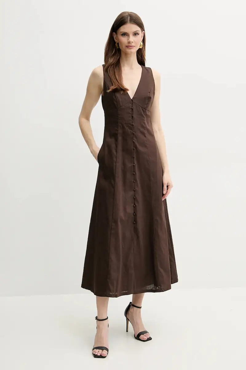 vestito di lino CORDELIA colore marrone 59808DB
