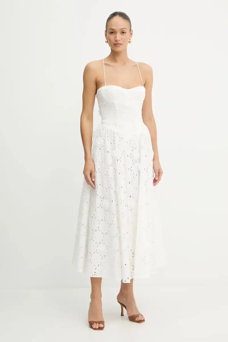 vestito in cotone colore bianco 59786DB2 miniatura 2