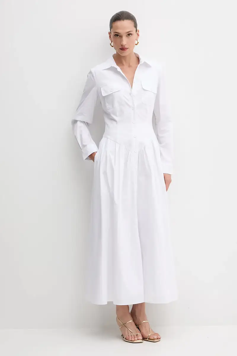 vestito in cotone colore bianco 60066DB miniatura 3