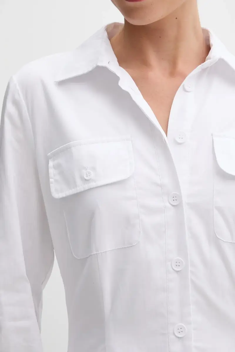 vestito in cotone colore bianco 60066DB miniatura 5