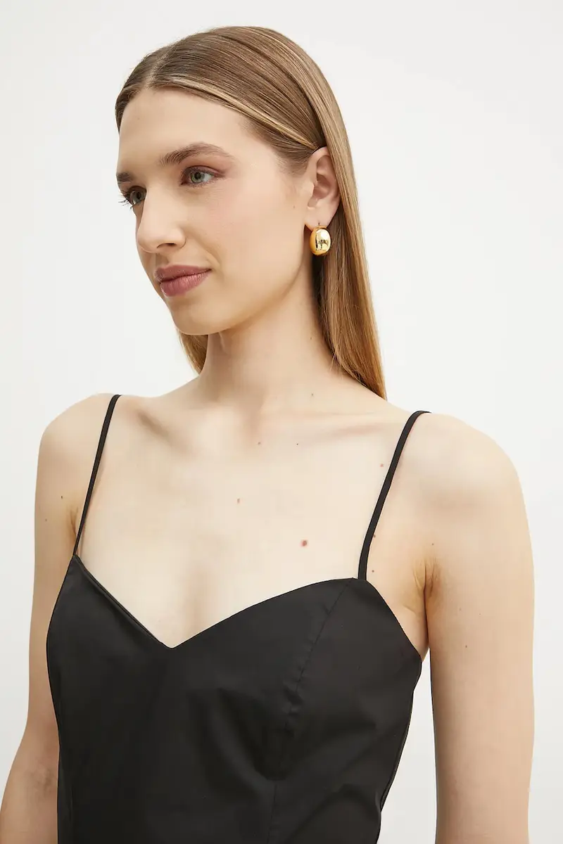 vestito in cotone colore nero 59794DB miniatura 5