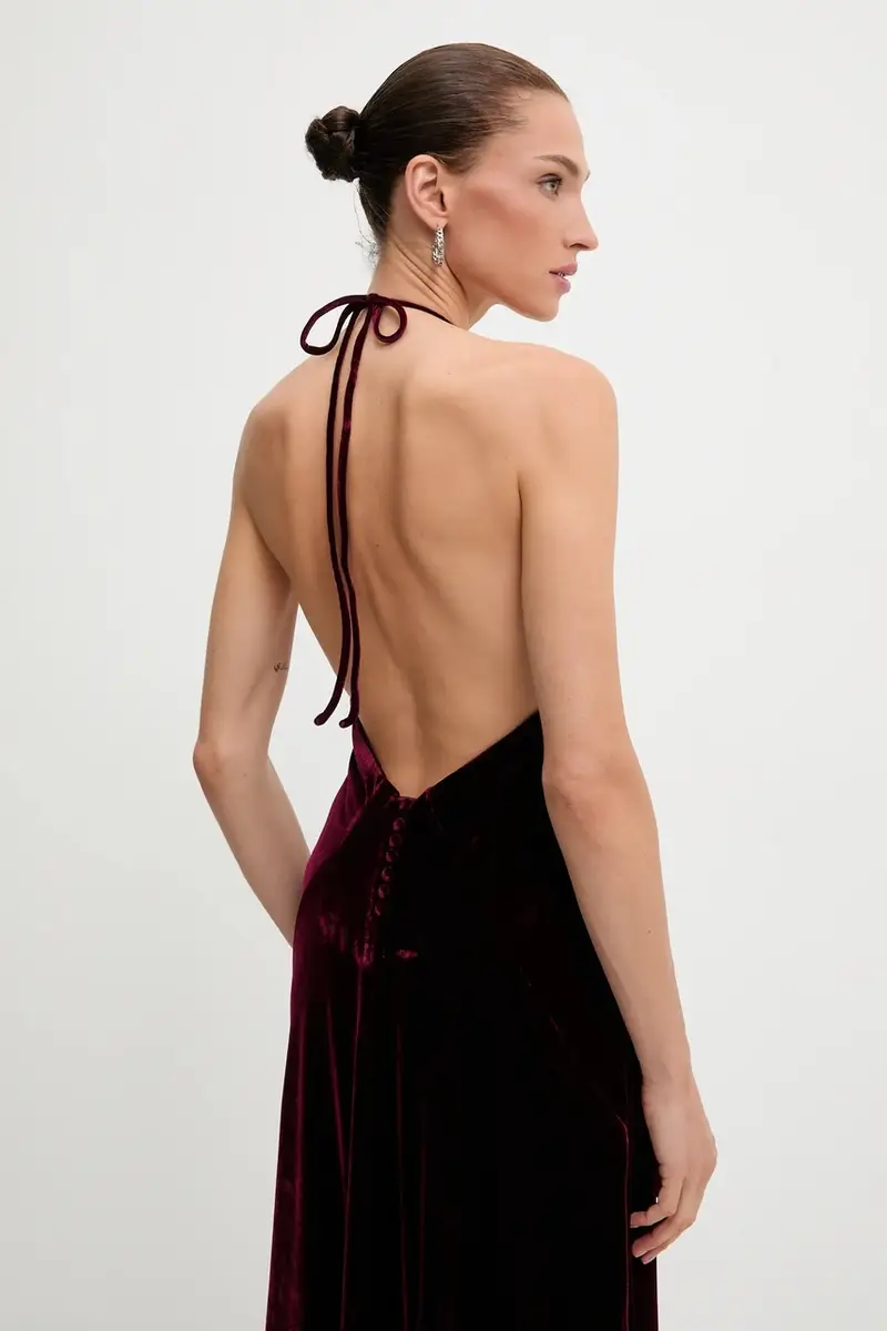 vestito in velluto colore granata 59315DB2 miniatura 5