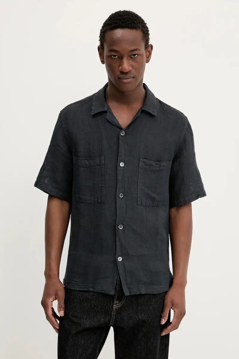 camicia di lino Camicia Mola uomo colore blu navy CAU5073.3144