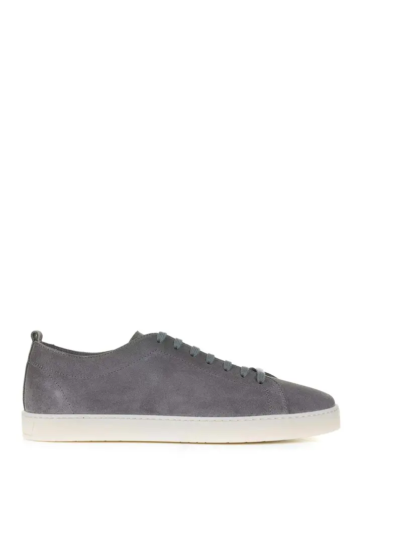 Sneaker Grigia In Pelle Grigio